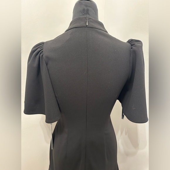 NWT Calvin Klein Bell Sleeved Black Midi Dress, Size 4 - Picture 3 of 10